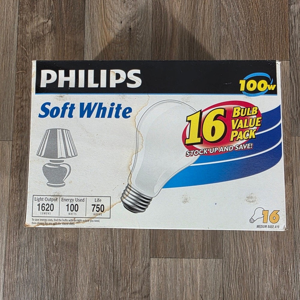 Philips A19 Soft White Light Bulbs 100 Watt 1620 Lumens 16 Count Package Non LED